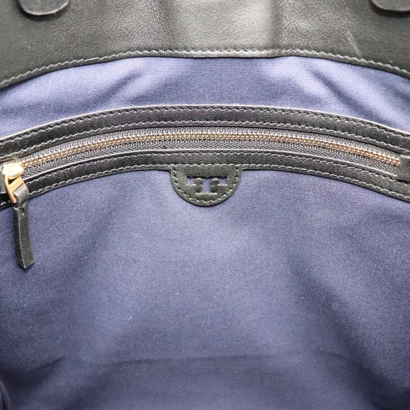 Tory Burch Brooke Black Leather Tote Shoulder Bag - Picture 6 of 7